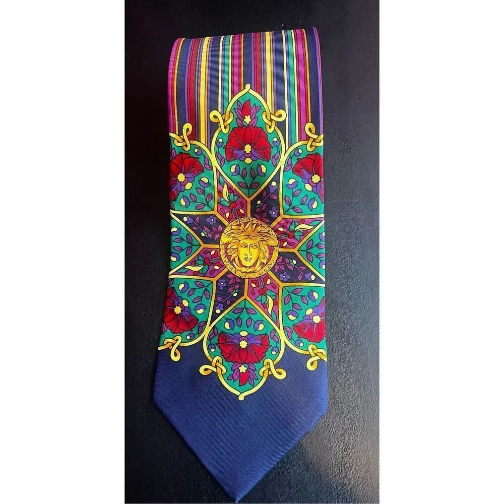Versace Medusa print silk tie
